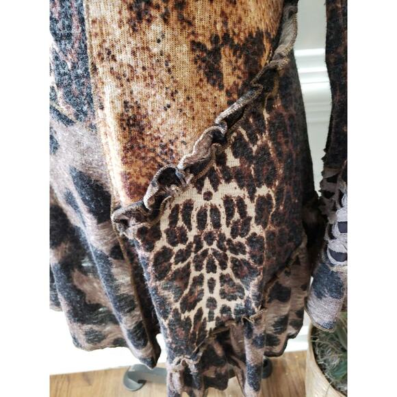 Fleur De Lis Tunic Top Women Medium Multicolor Long Sleeves Round Neck Pullover - Picture 8 of 13